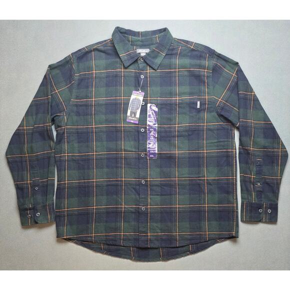 Eddie Bauer Bristol Flannel Shirt Long Sleeve Bayleaf Plaid Mens 2X Soft Relaxed - Picture 1 of 7